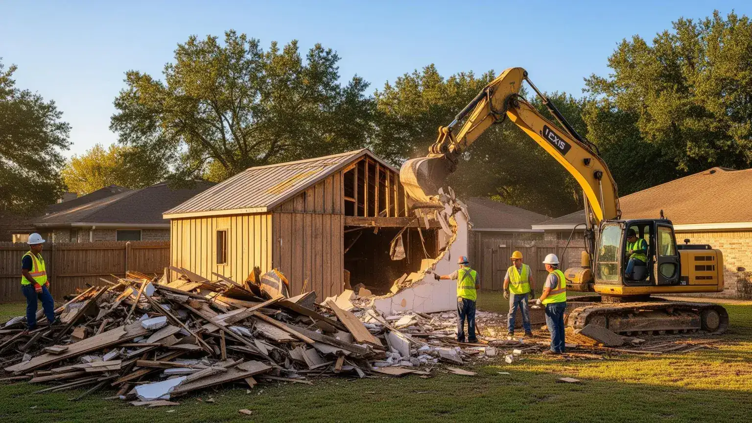 Light demolition and structure removal in southeast Houston TX